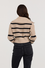 Puddle W/ Black Stripe Double Zip Sweater