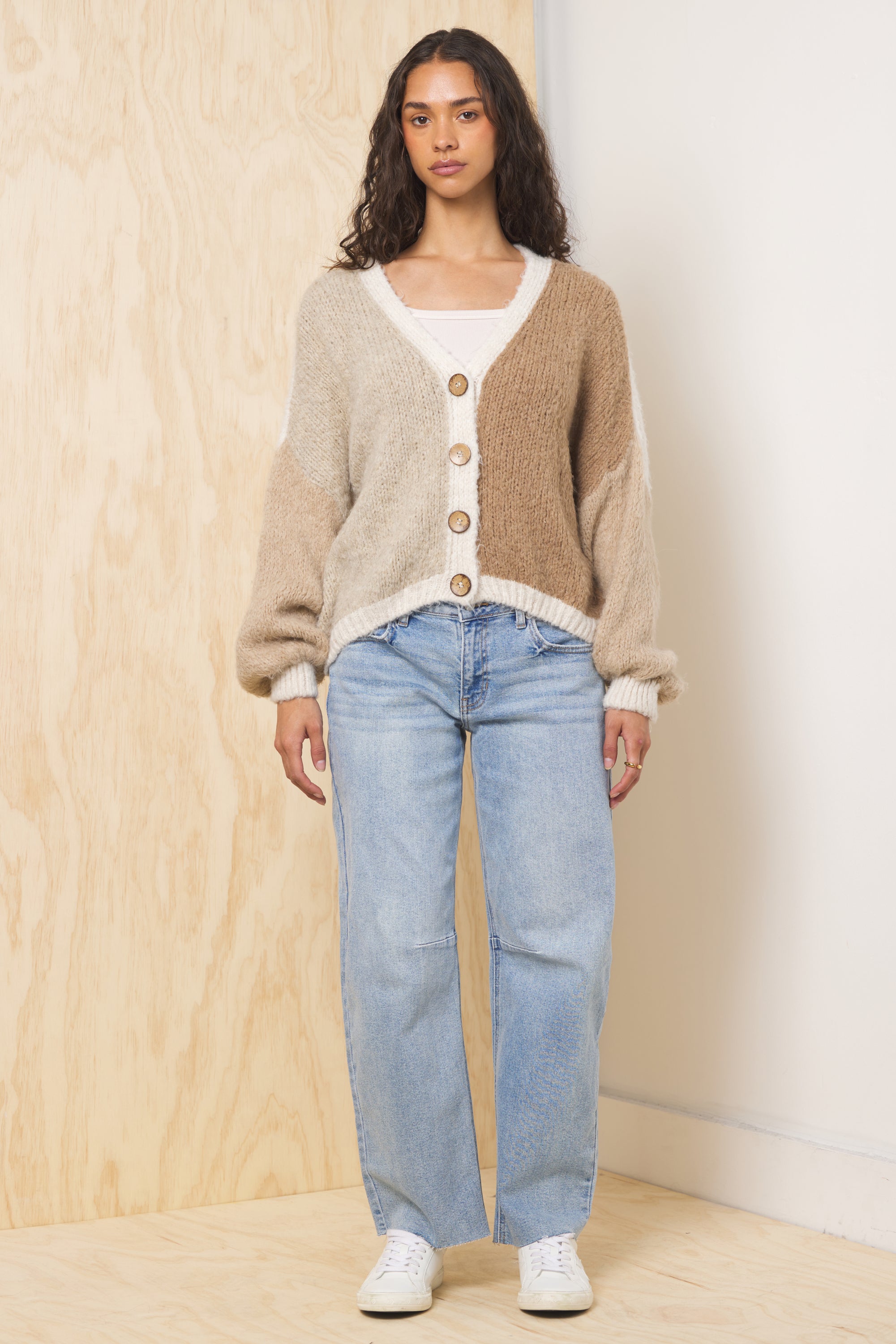 トップス enfold COLOR-BLOCK CARDIGAN Color Block Open Front Cardigan – EASTOXIDE