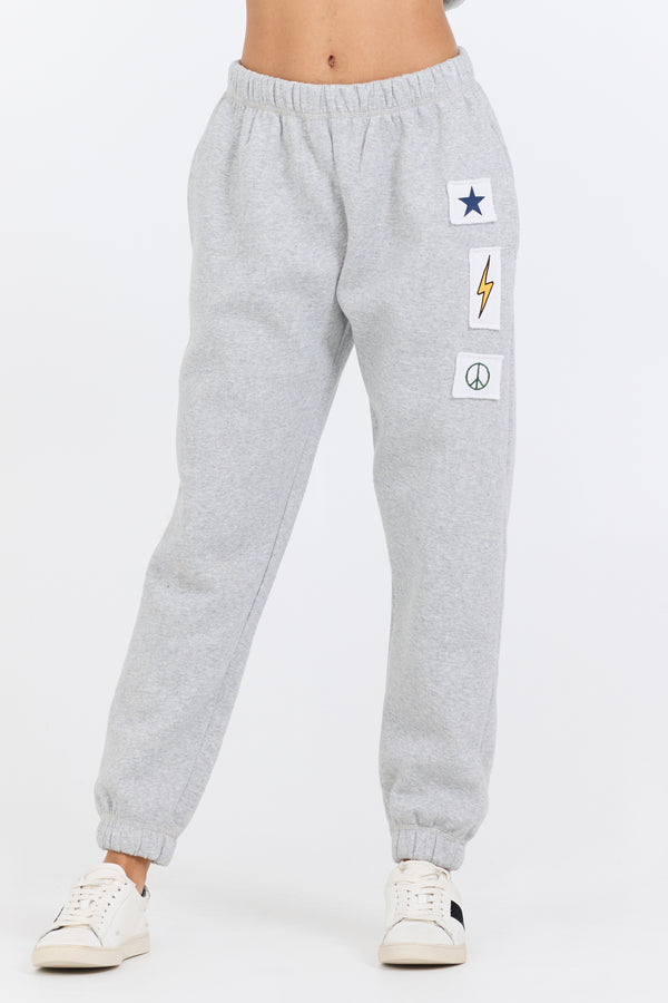 Heather Grey Novelty Patch G/D Jogger