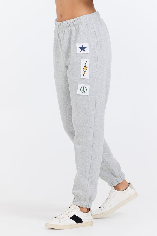 Heather Grey Novelty Patch G/D Jogger