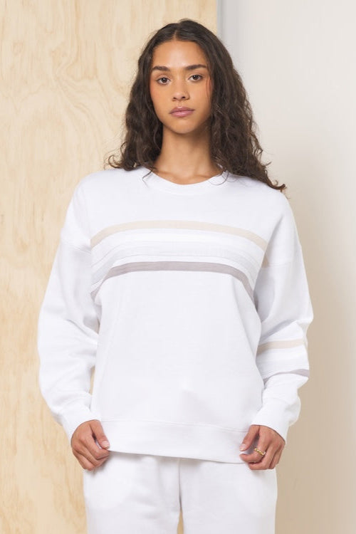 Stripe Burnout Fleece Crewneck