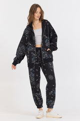 Black Bandana Printed Fleece Jogger