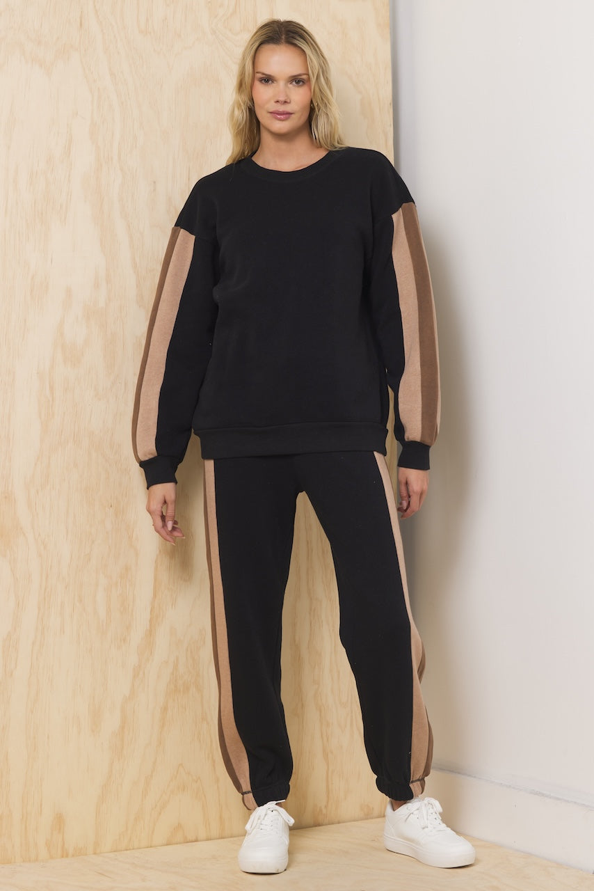 Burnout Fleece Color Block Crewneck