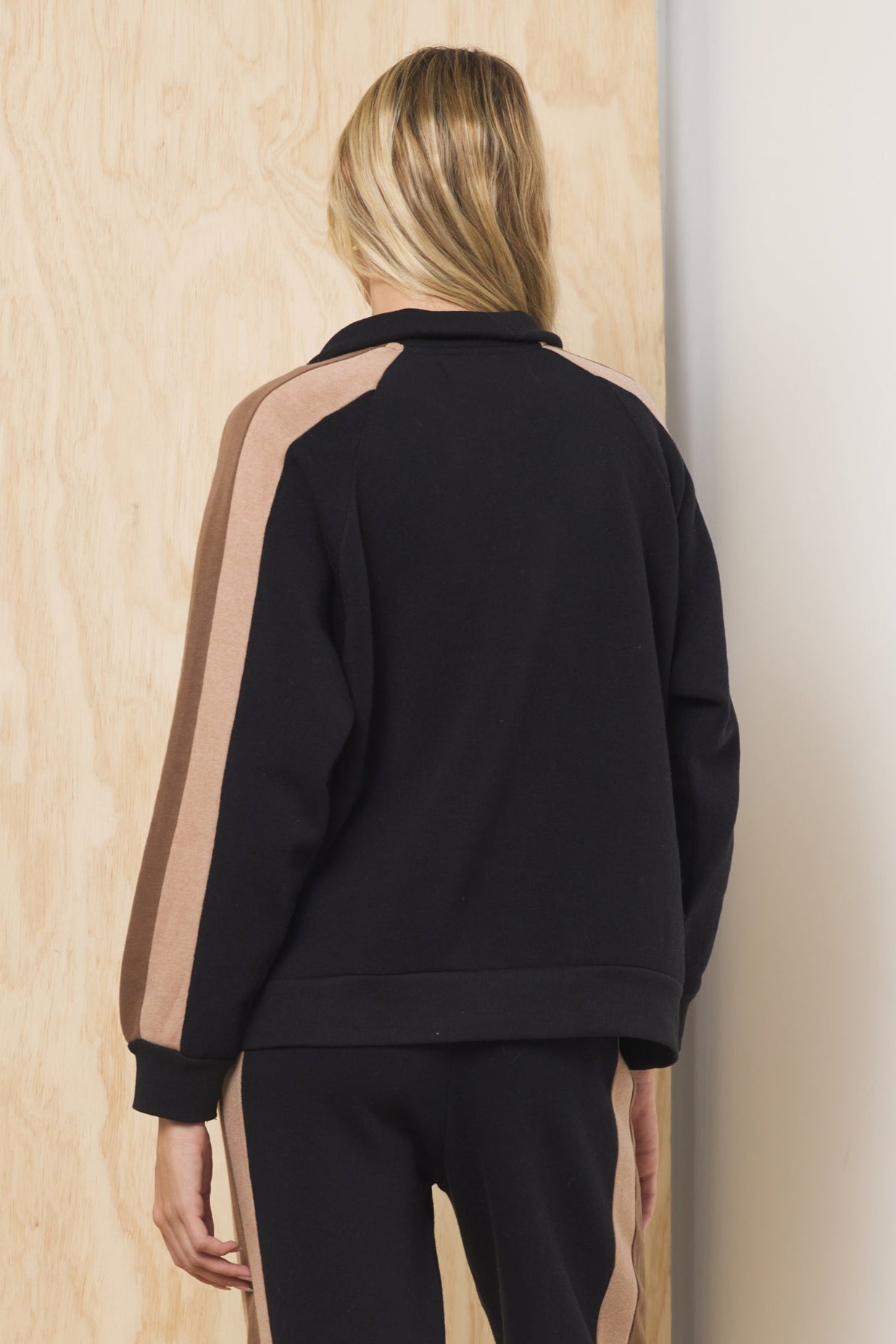 Burnout Fleece Color Block Quarter Zip