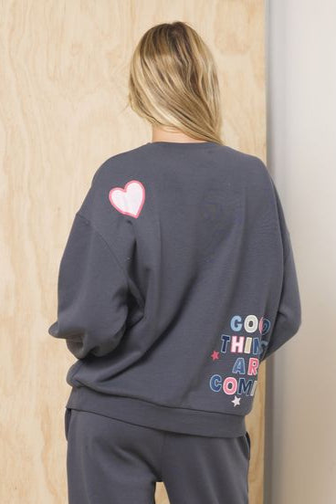 Printed Surf Wash Crew w/ Patches
