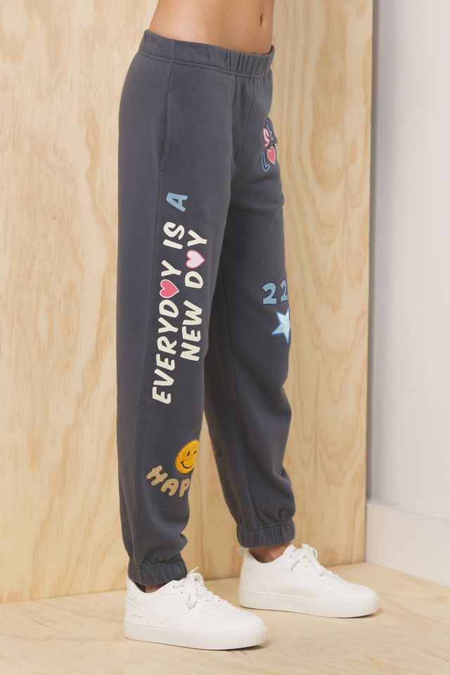 Printed Surf Wash Jogger with Self Love w/ Patches