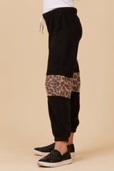 Reverse Fleece Leopard Insert Jogger