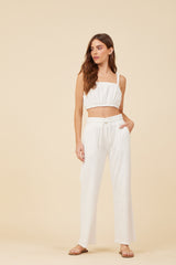 Warm White Corded Terry Cropped Tank