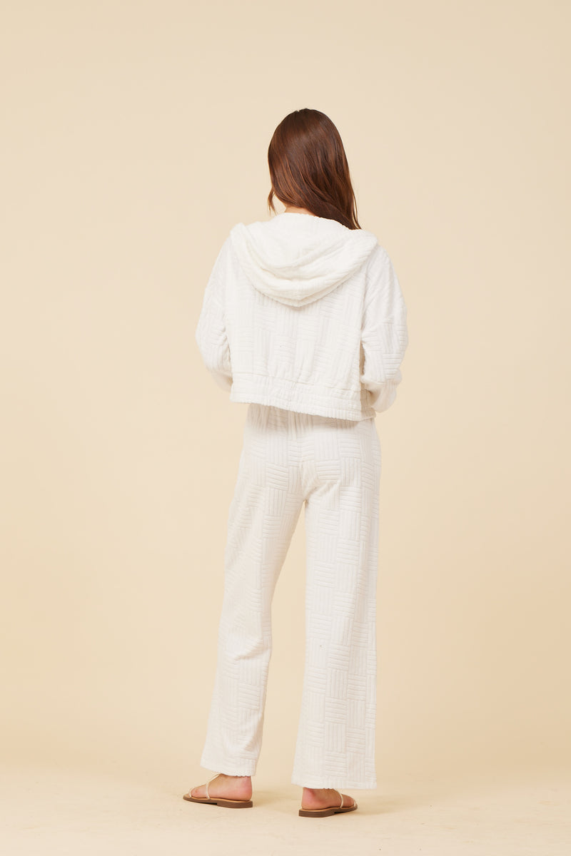 Warm White Corded Terry Zip Up