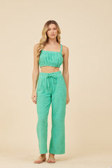 Surf Green Corded Terry Cropped Tank