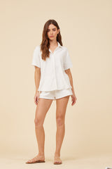 Warm White Corded Terry Shorts