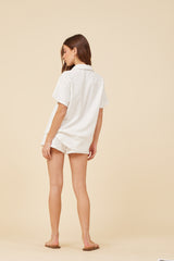 Warm White Corded Terry Shorts