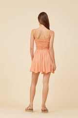 Peach Cotton Voille Front Button Dress