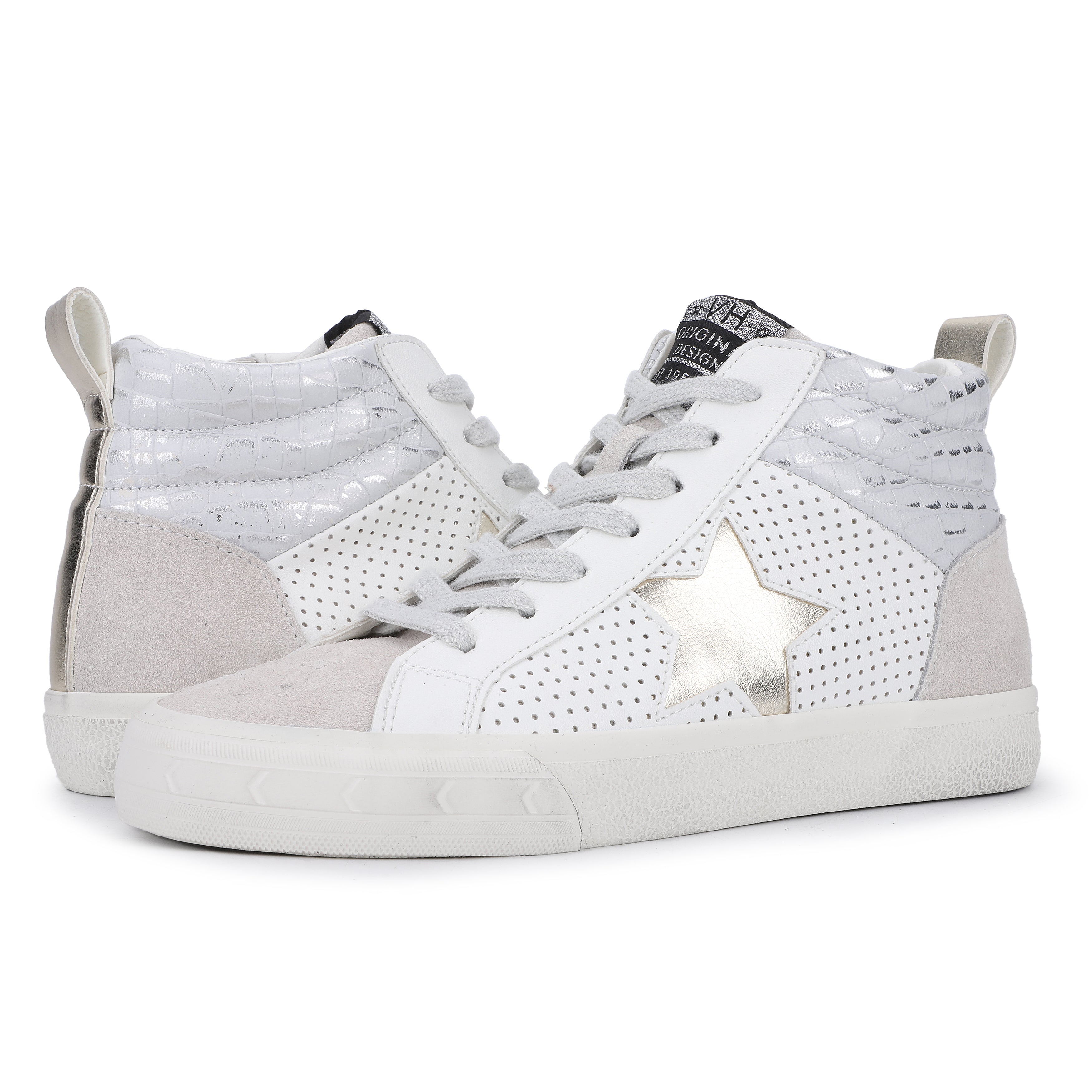 Lester - White/ Silver Croco