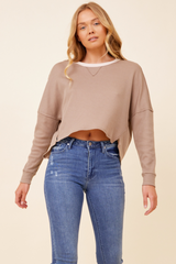 Mocha w/ Seashell Thermal Rib Crewneck