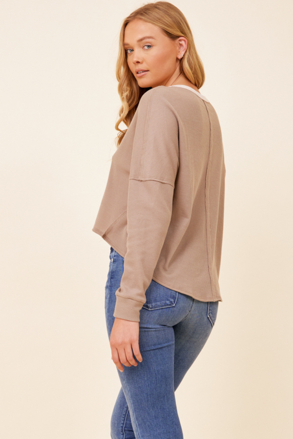 Mocha w/ Seashell Thermal Rib Crewneck