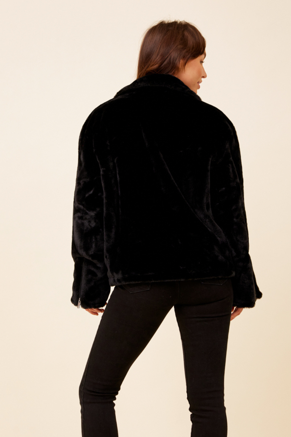 Black Fur Moto Jacket