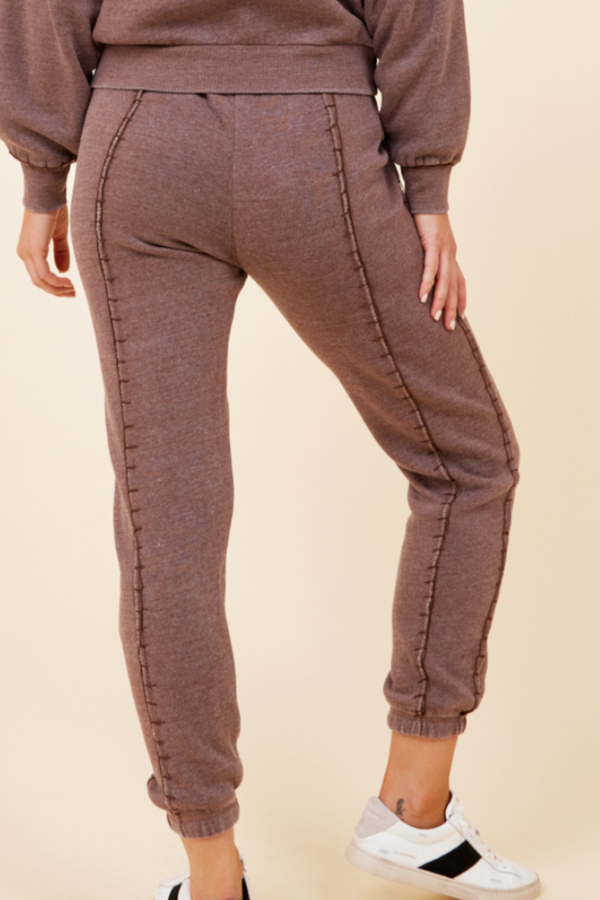 Hot Fudge w/ Espresso Stitching Solid Reverse Burnout Jogger