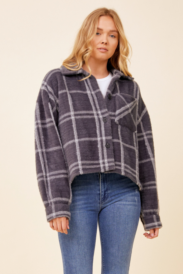 Odyssey Plaid Cropped Shirt Jacket