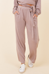 Washed Cobblestone Lightweight Fleece Wide Leg Pant