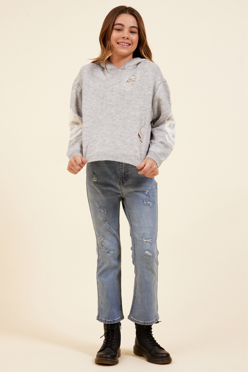 Skull Distressed Sweater Hoodie VintageHavana