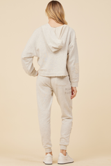 Heather Oatmeal w/ Light Blue & Sand Patches French Terry Hoodie