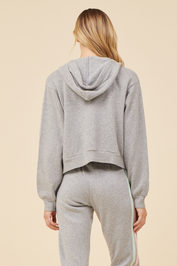 Heather Grey w/ Sorbet Twill Tape Stripes Burnout Hoodie