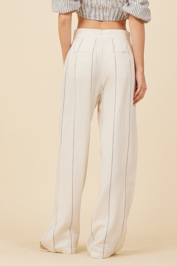 Cream Stripe Linen Trouser