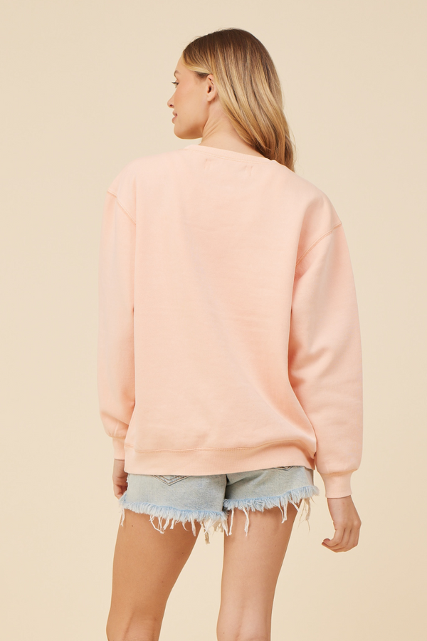 Sunkissed Peach w/ Embroidered Wink Crewneck