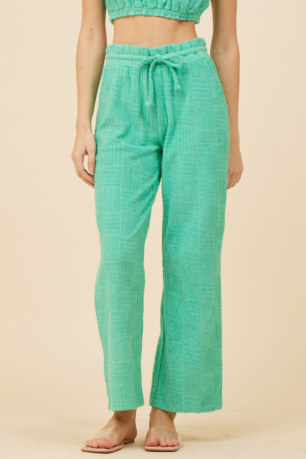 Surf Green Corded Terry Wide Leg Pant