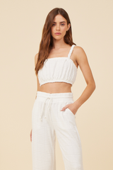 Warm White Corded Terry Cropped Tank