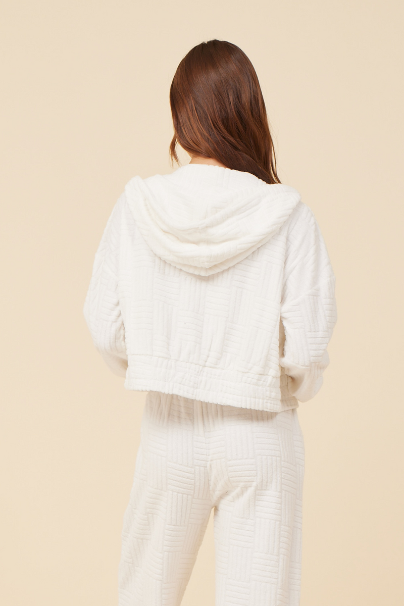 Warm White Corded Terry Zip Up