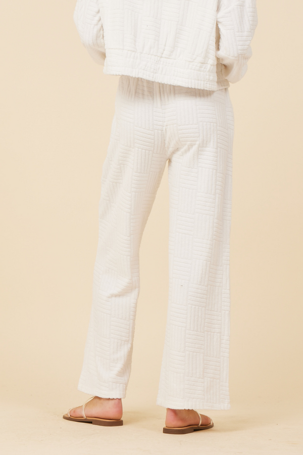 Warm White Corded Terry Wide Leg Pant