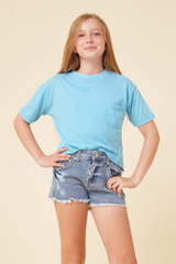 Turquoise Cropped Pocket Tee