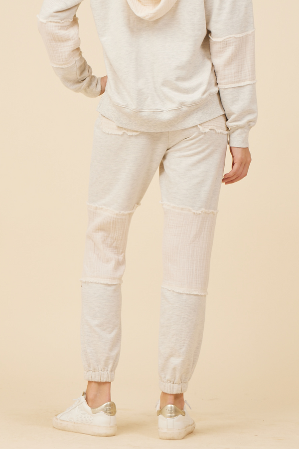 Heather Oatmeal Cotton White Gauze French Terry Joggers