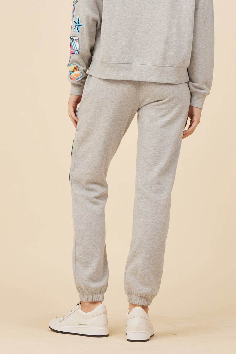 Heather Grey W/ Multi Patches Surf Wash Jogger