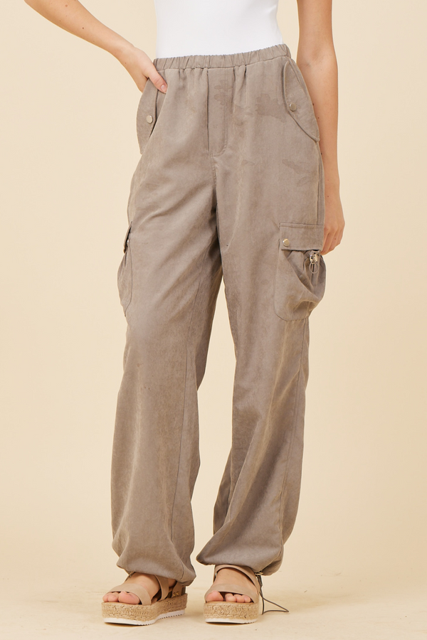 Army Grey Soft Sueded Parachute Pant