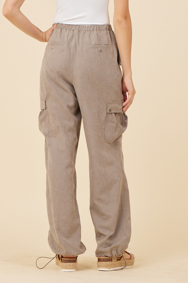 Army Grey Soft Sueded Parachute Pant