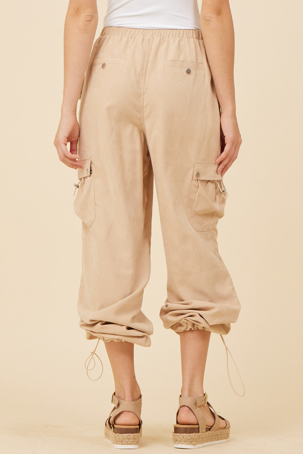 Khaki Soft Sueded Parachute Pant