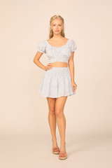 VH x OD - Chambray Blue w/ Ivory Eyelet Smocked Crop Top
