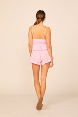 VH x OD - Pink Lavender Gauze Smocked Tank W/ Bottom Ruffle