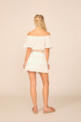 VH x OD - White Gauze Off the Shoulder Bell Sleeve Top
