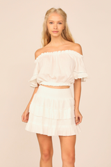 VH x OD - White Gauze Off the Shoulder Bell Sleeve Top