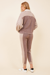 Pearl/Warm Taupe/Cocoa Brown Burnout Colorblock Shacket
