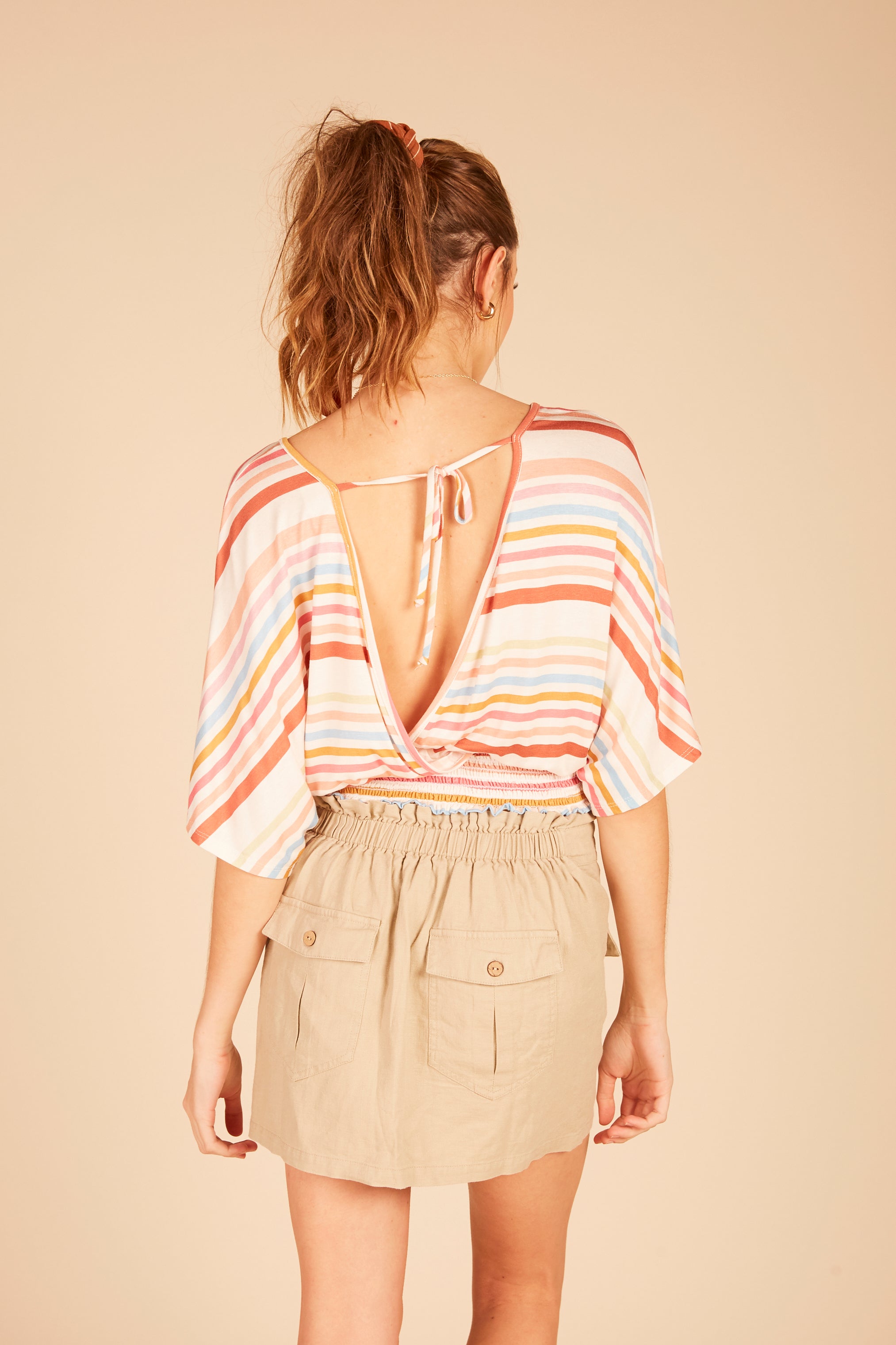 Multi Striped Surplice Top