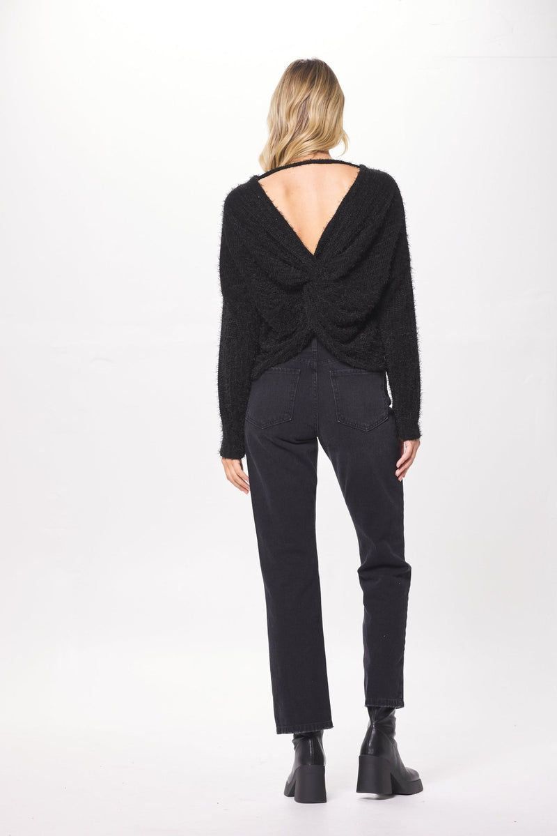 Black twist top back jumper