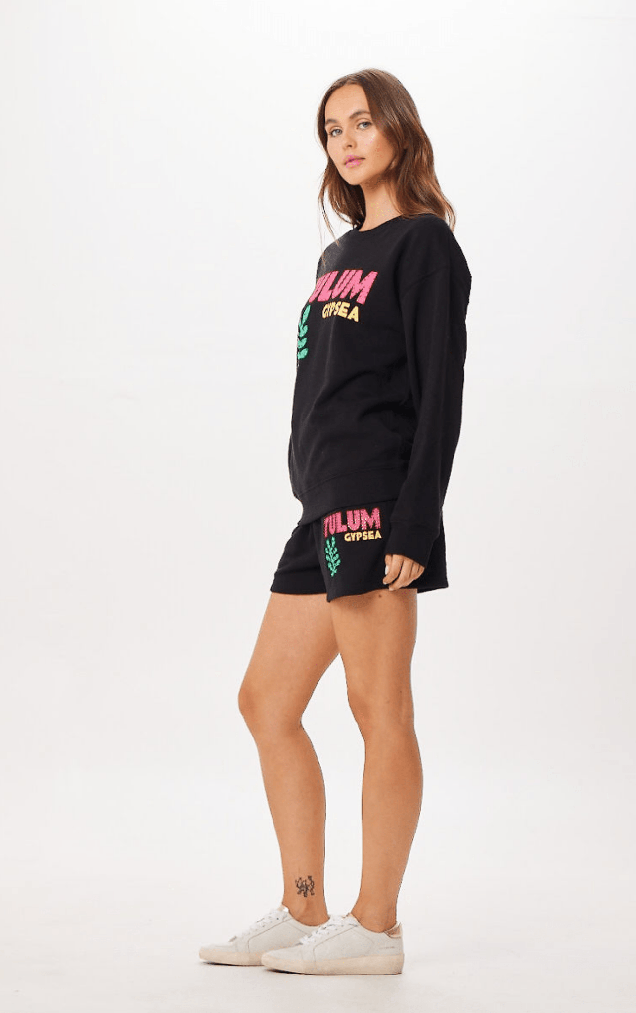 Black Tulum Jet Setter Surf Wash Crewneck