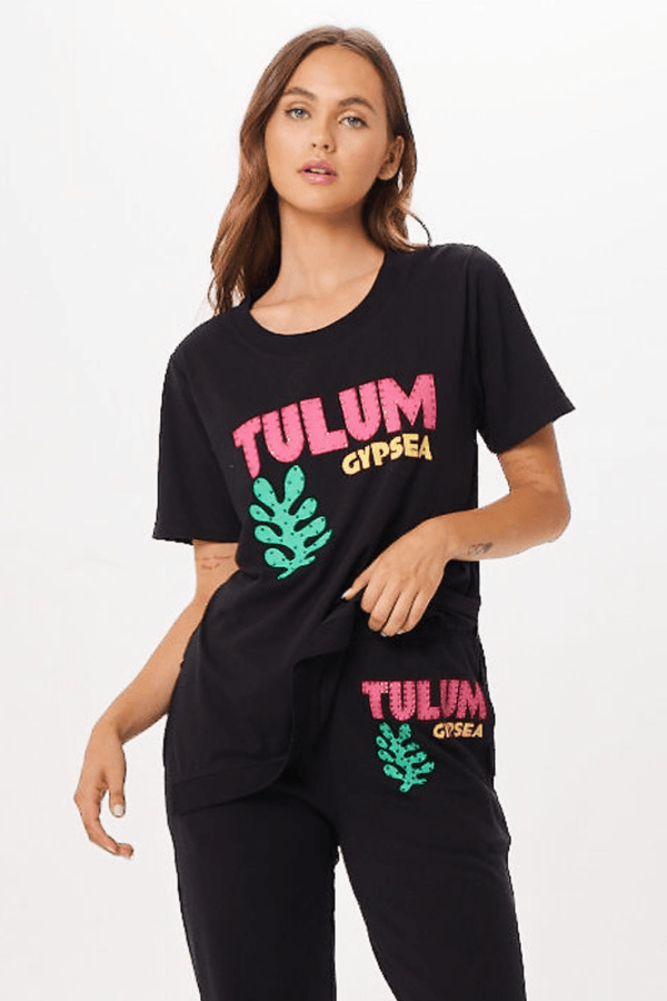 Black Tulum Jet Setter T-Shirt