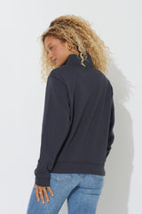 Black "Vintage University" Quarter Pigment Dyed Zip Sweatshirt