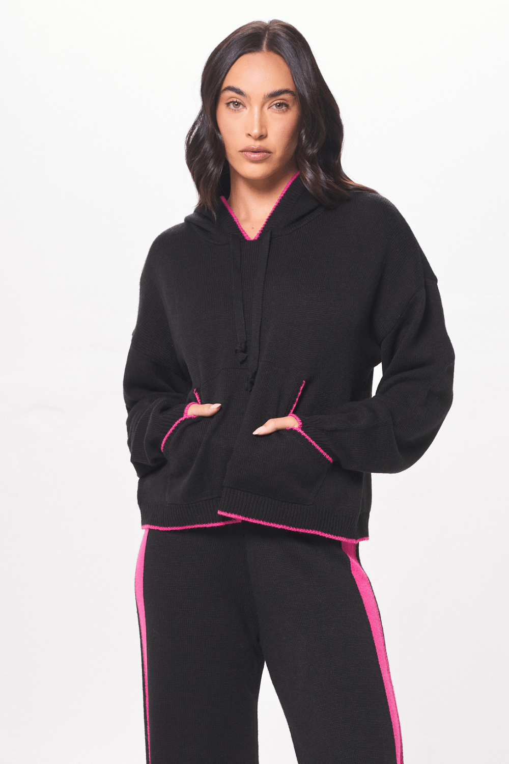Black and top hot pink hoodie
